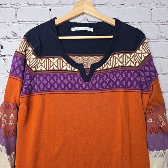 Woolrich Womens Nordic Icelandic Western Cotton Blend Knit Top Size Extra Large - Picture 2 of 11